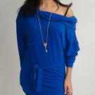 Royal Blue chic Cowl Necke mini Dress / Tunic With Long Sleeves