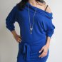 Royal Blue chic Cowl Necke mini Dress / Tunic With Long Sleeves