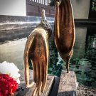 Pair of vintage Burmese bronze Siamese (Thai) Buddha hands offering blessings. FREE SHIPPING.