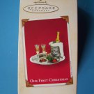 HALLMARK 2003 OUR FIRST CHRISTMAS CHAMPAGNE TRAY ORNAMENT