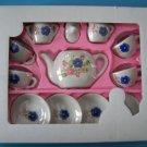 PORCELAIN FLOWERED 12 pc  DOLL TEASET SERVICE FOR 4  NRFB