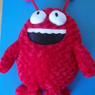 30" Curly Soft Plush Red SMILEY DEVIL  w/HEART HORNS & BUG EYES