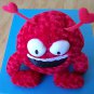 30" Curly Soft Plush Red SMILEY DEVIL w/HEART HORNS & BUG EYES