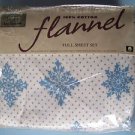 JCP Home Collection SNOWFLAKE FLANNEL FULL SHEET SET Ocean Blue/Cool White NEW