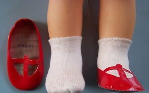 NEW MATTEL SINGING CHATTY RED T STRAP SHOES & JAPAN SOCK - fit many 14-16" Doll