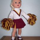 Burgundy & Gold CHEERLEADER  Outif w/ Pompoms fits AMERICAN GIRL& other 18" Doll