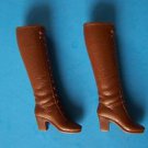 1970 BARBIE FRANCIE HTF SOFT LACE UP  BROWN BOOTS Mattel MOD TAIWAN Vintage