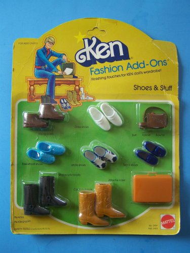 1978 BARBIE's KEN FASHION ADD-ONS 4 SHOES 3 BOOTS ATTACHE  BELT TIE TOTE NEW MOC
