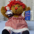 71/2" Sitting RAGGEDY CURLY BRONZE BEAR WITH 3" RAGGEDY ANN DOLL MIP
