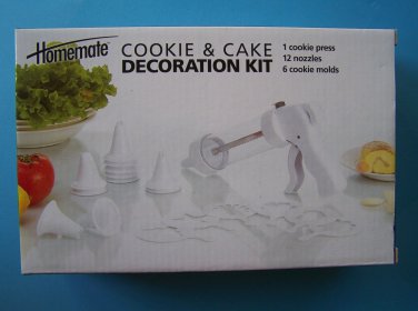 Homemate COOKIE & CAKE DECORATION KIT Cookie Press, Nozzles & Cookie Molds NRFB