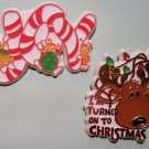 (2) Vintage C.M. Paula Co 1981 CHRISTMAS JOY & REINDEER PINS BROOCH