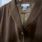 SUSAN GRAVER Style Faux Suede Camel Brown EMBROIDERED JACKET/COAT Size L