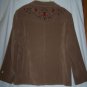 SUSAN GRAVER Style Faux Suede Camel Brown EMBROIDERED JACKET/COAT Size L