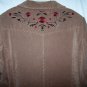 SUSAN GRAVER Style Faux Suede Camel Brown EMBROIDERED JACKET/COAT Size L