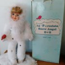 15" PORCELAIN SNOW ANGEL DOLL w/RED BIRD MIB