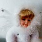 15" PORCELAIN SNOW ANGEL DOLL w/RED BIRD MIB
