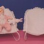 DOLL CRADLE w/ WHITE EYELET COVER 10" TO 14" BEARS AND DOLLS #4701 NEW