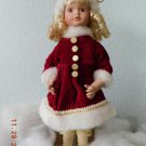 10" CHRISTMAS DOLL Blond Curls Brown Eyes VGC
