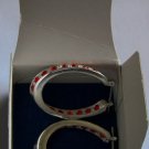 TWISTED Simulated RUBY BIRTHSTONE LOOP EARRINGS  in GIFT BOX NEW