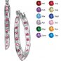 TWISTED Simulated RUBY BIRTHSTONE LOOP EARRINGS  in GIFT BOX NEW