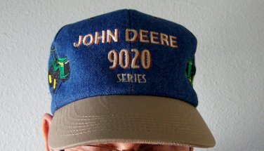 Rare JOHN DEERE 9020 Series DENIM BASEBALL CAP JD Waterloo WorkGold Key Customer