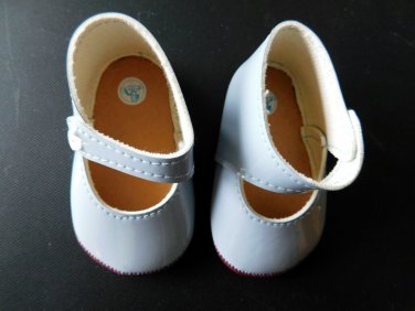 Lt. Blue FAUX LEATHER SIDE BUTTON DOLL Size 6 SHOES 3 1/2" long x 1 1/4 wide MIP