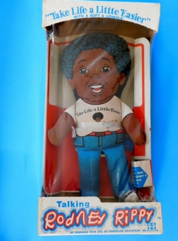 1973 RODNEY ALLEN RIPPY Shindana Pull String Talking Doll Never Removed