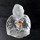VINTAGE FENTON FROSTED ART GLASS CRYSTAL ANGEL FIGURINE JULY RUBY STONE GEM