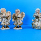 (3) 5.5" ANGEL FIGURINES  Bird, Candles & Prayer..Adorned with Glitter & Gold