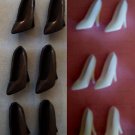 3 Pair  BASIC WHITE & 3 Pair BLACK  HIGH HEELS  BARBIE DOLL SHOES NEW