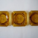 (4) Vintage BEST WESTERN USA Amber Glass Crown Embossed ASHTRAY Gold