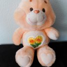 13" FRIEND CARE BEAR PEACH Plush  SUNFLOWER 1983 Kenner..Tush Tag & Heart VGC