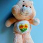 13" FRIEND CARE BEAR PEACH Plush  SUNFLOWER 1983 Kenner..Tush Tag & Heart VGC