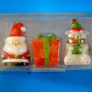 3" FIGURAL WAX CANDLES SANTA GIFTBOX SNOWMAN  NRFP New