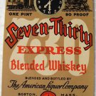Vintage 1930s - Original - SEVEN THIRTY EXPRESS Blended Whiskey Label - Train