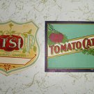Vintage - 1910 Catsup Bottle Labels - Lot of 2 - Ketchup - Stone Litho Design
