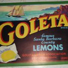 VINTAGE Goleta SUNKIST LEMONS - Crate Label NOS 1940's - Sailing ship - unused