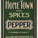 Original - VINTAGE Hometown Spices Pepper Label - c. 1910s - 7 x 10 large unused