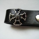 Motorcycle - biker style Belt loop key chain - Leather - Iron Cross Design NEW