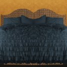 Twin/Twin XL Size Midnight Blue Ruffle Duvet Cover Set 3PC 1200TC Egyptian Cotton