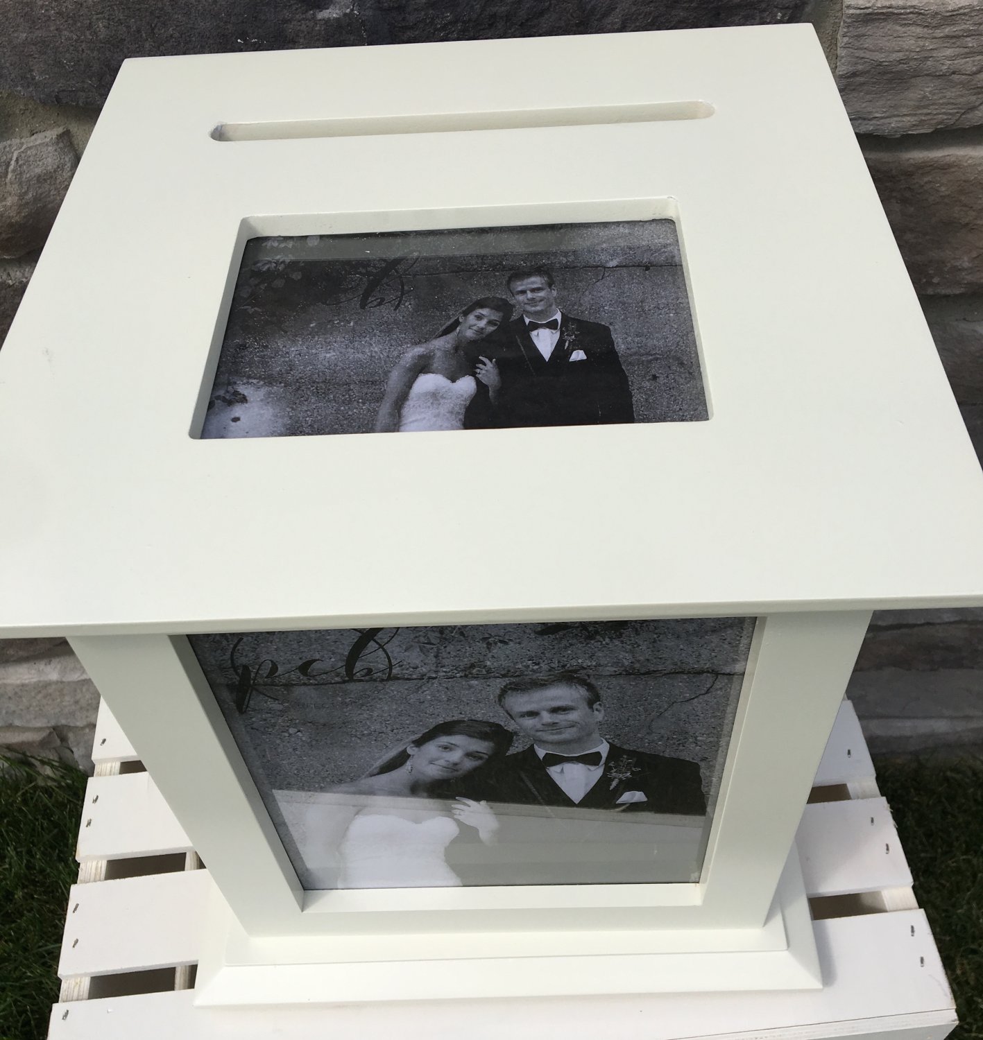 White 8 x 10 Picture Frame Wedding Card Box