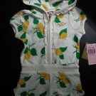 NWT $88 Juicy Couture Baby Girl Infant Lemon Print Hooded Romper (6-12 Months)