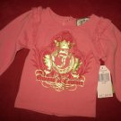 NWT $42 Juicy Couture Infant Baby Girl pink Long Sleeve Shirt (3-6 Months)