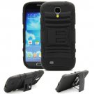 Black Rugged Hybrid Hard Case Cover Belt Clip Holster Samsung Galaxy S4 SIV S IV