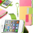 Flip ID Card Wallet Leather Purse Stand Case Cover For iPhone 4 4G 4S