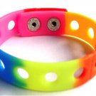 Rainbow Silicone Wristband Bracelets Holds Charms 7" or 8"