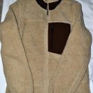 Merona Women's Sweater Size Small Beige & Brown Faux Fur Full Zip Long Sleeve Ja