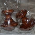Cambria Wood Decorative Drapery Rod Finial Pair Medium Brown Solid Wood