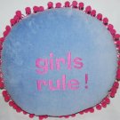 Leyla's girls rule! Blue/Lavender Pink Pom Poms Decorative PILLOW 16"