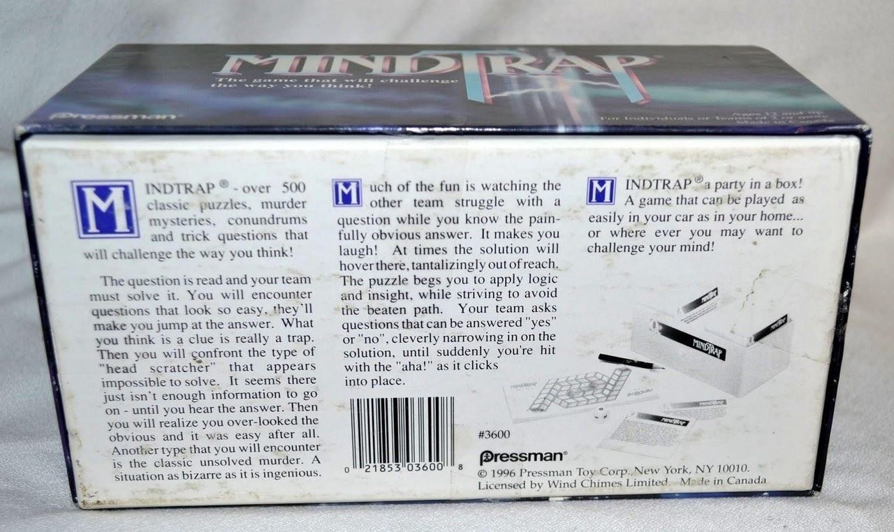 1996 Mindtrap Vintage Game W/Original Box, Cards, Scoring Sheets ...